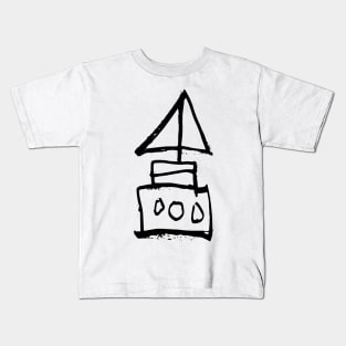 Sailboat Doodle Black Kids T-Shirt